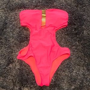 Pink one piece bathing suit